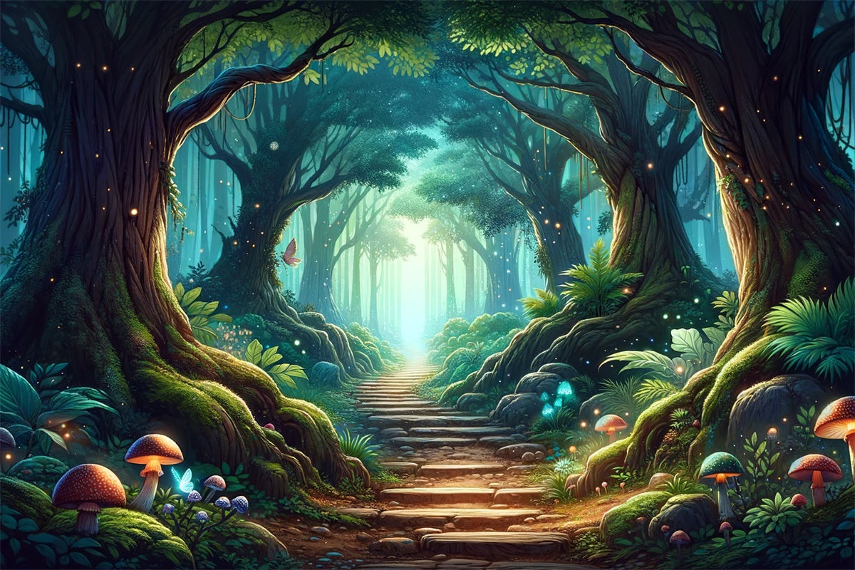 Fantasy Forest Backdrop Mystical Forest Sunlit Path Backdrop CJJ2-123