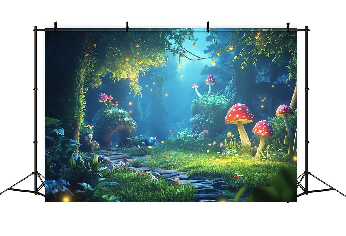 Fantasy Forest Backdrop Dreamy Mushroom Glow Path Backdrop CJJ2-126