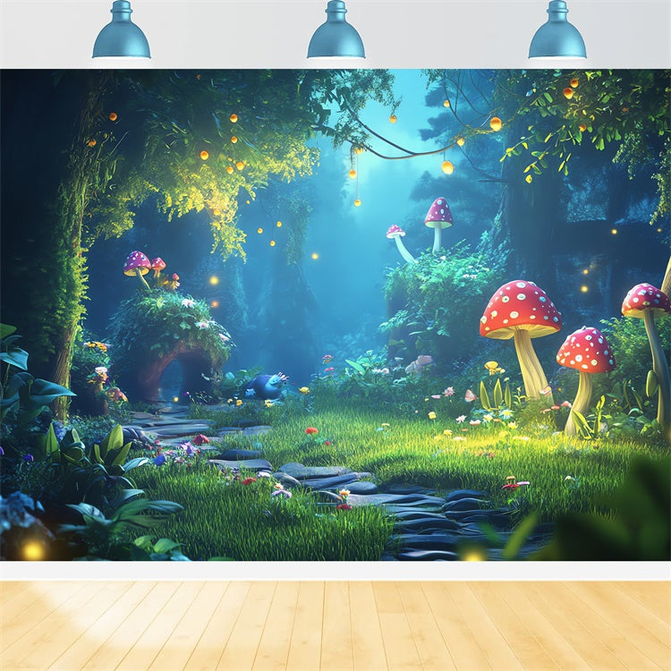 Fantasy Forest Backdrop Dreamy Mushroom Glow Path Backdrop CJJ2-126
