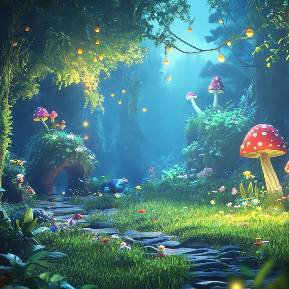Fantasy Forest Backdrop Dreamy Mushroom Glow Path Backdrop CJJ2-126