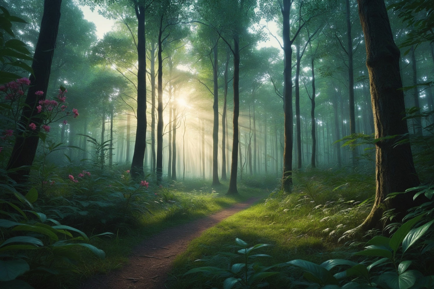 Woodland Backdrops Tranquil Sunbeam Woodland Path Backdrop CJJ2-130