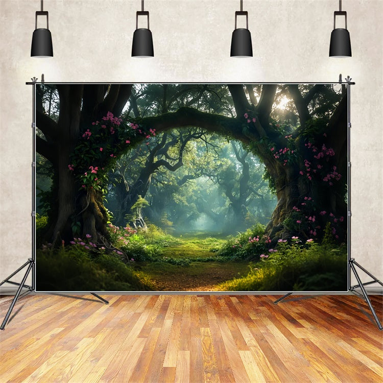 Woodland Backdrops Magical Woodlands Floral Entry Backdrop CJJ2-134