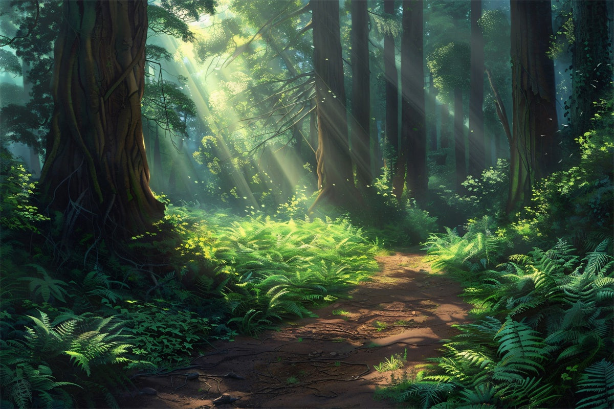 Backdrop Forest Dreamy Nature Trail Sunlight Backdrop CJJ2-137