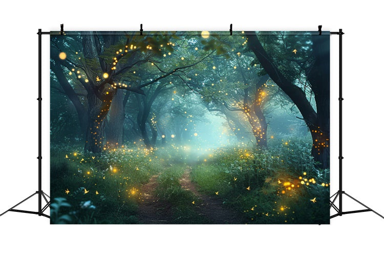 Forest Photo Backdrop Enchanted Twilight Firefly Path Backdrop CJJ2-140