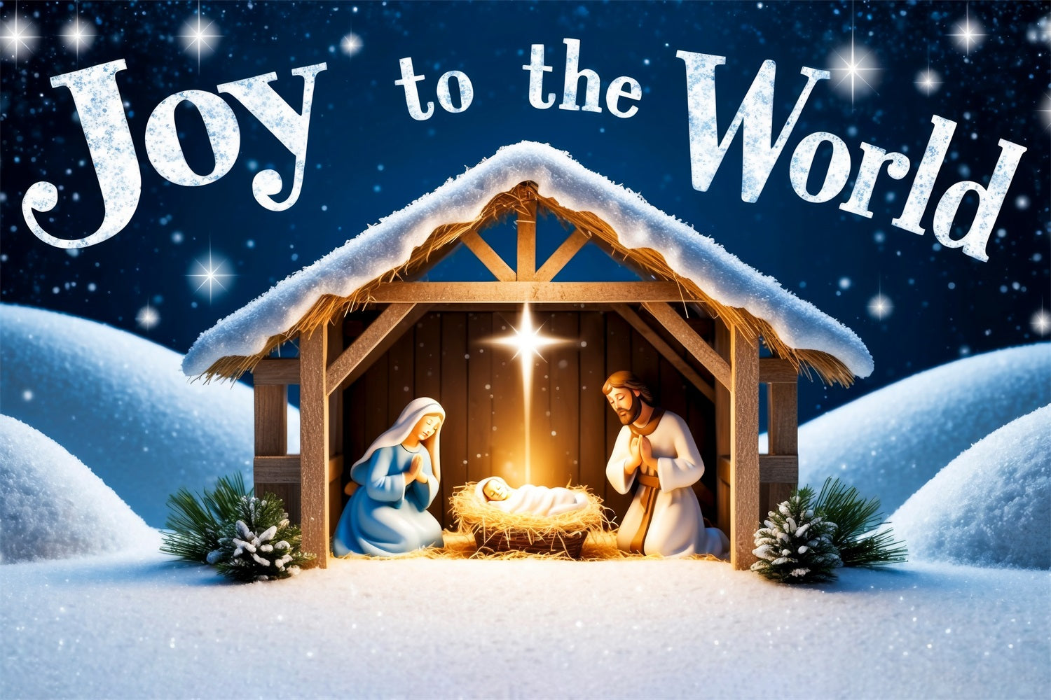 10x6.5ft Joy to the World Backdrop Christmas Nativity Backdrop CJJ2-15 (only 1)