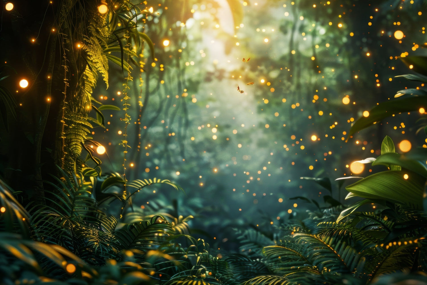 Forest Photo Backdrops Dreamy Fireflies Glow Forest Backdrop CJJ2-25