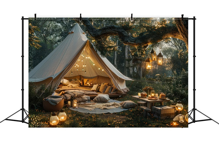 Forest Photography Backdrop Cozy Lantern Festival Tent Backdrop CJJ2-26