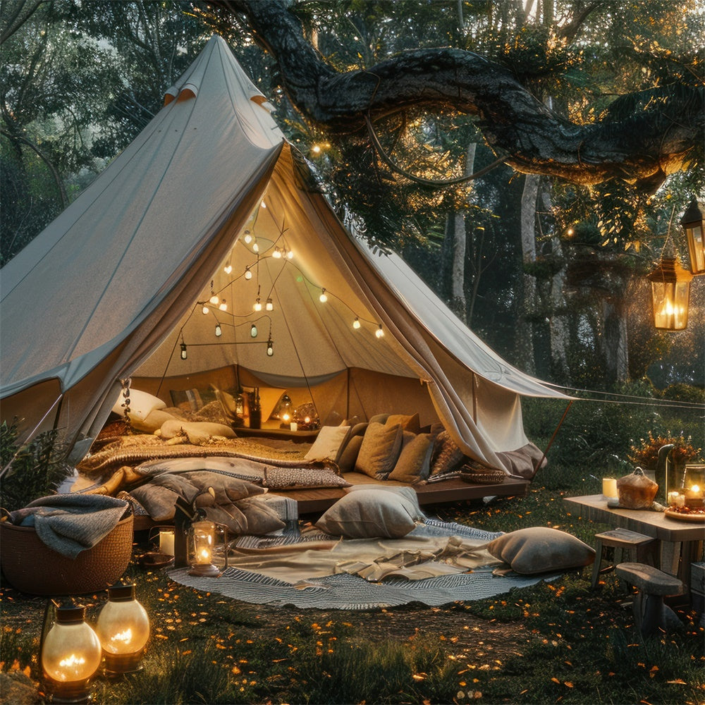 Forest Photography Backdrop Cozy Lantern Festival Tent Backdrop CJJ2-26
