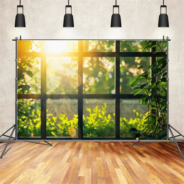 Photography Backdrops Forest Sunlit Greenery Cozy Window Backdrop CJJ2-29