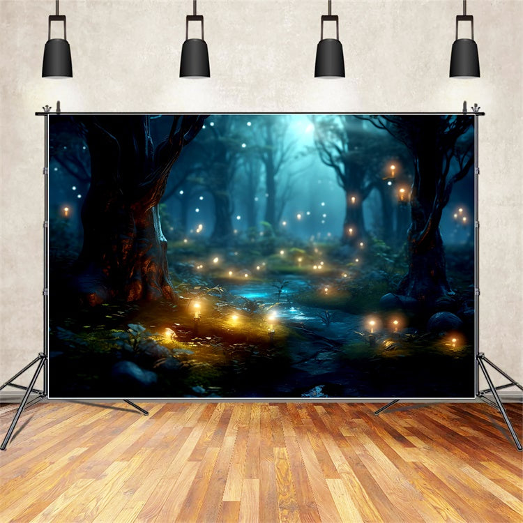 Forest Backdrop Dreamy Midnight Forest Glowing Backdrop CJJ2-33