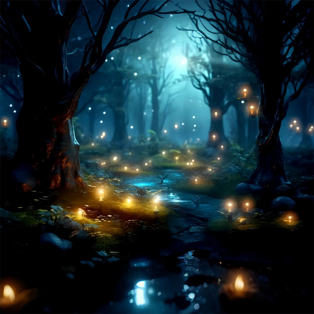 Forest Backdrop Dreamy Midnight Forest Glowing Backdrop CJJ2-33