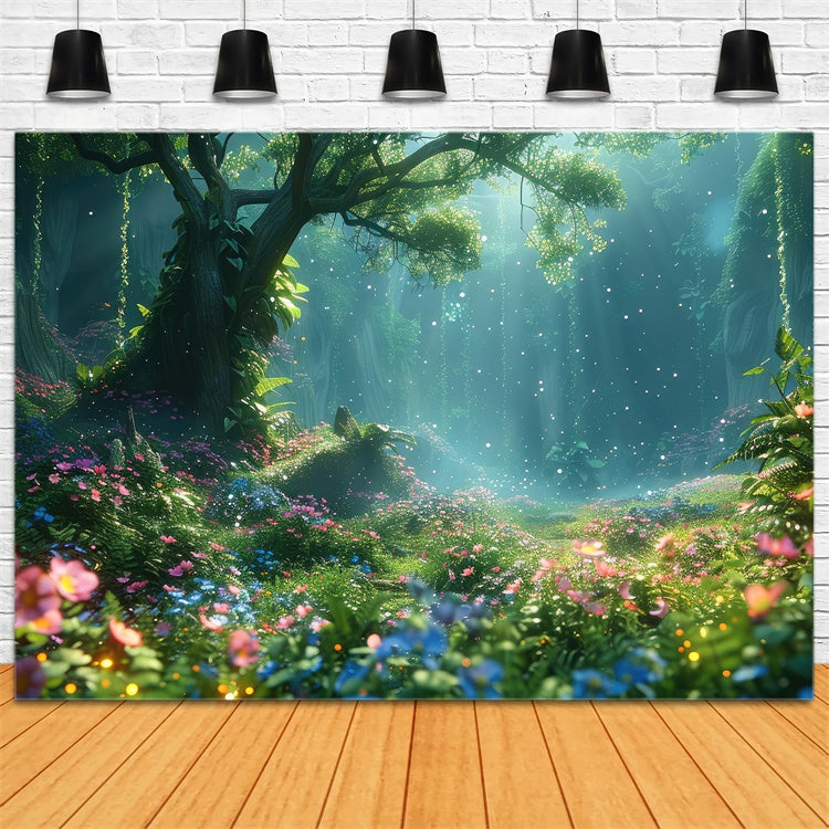 Fantasy Forest Backdrop Sparkling Wildflower Dreamy Backdrop CJJ2-35