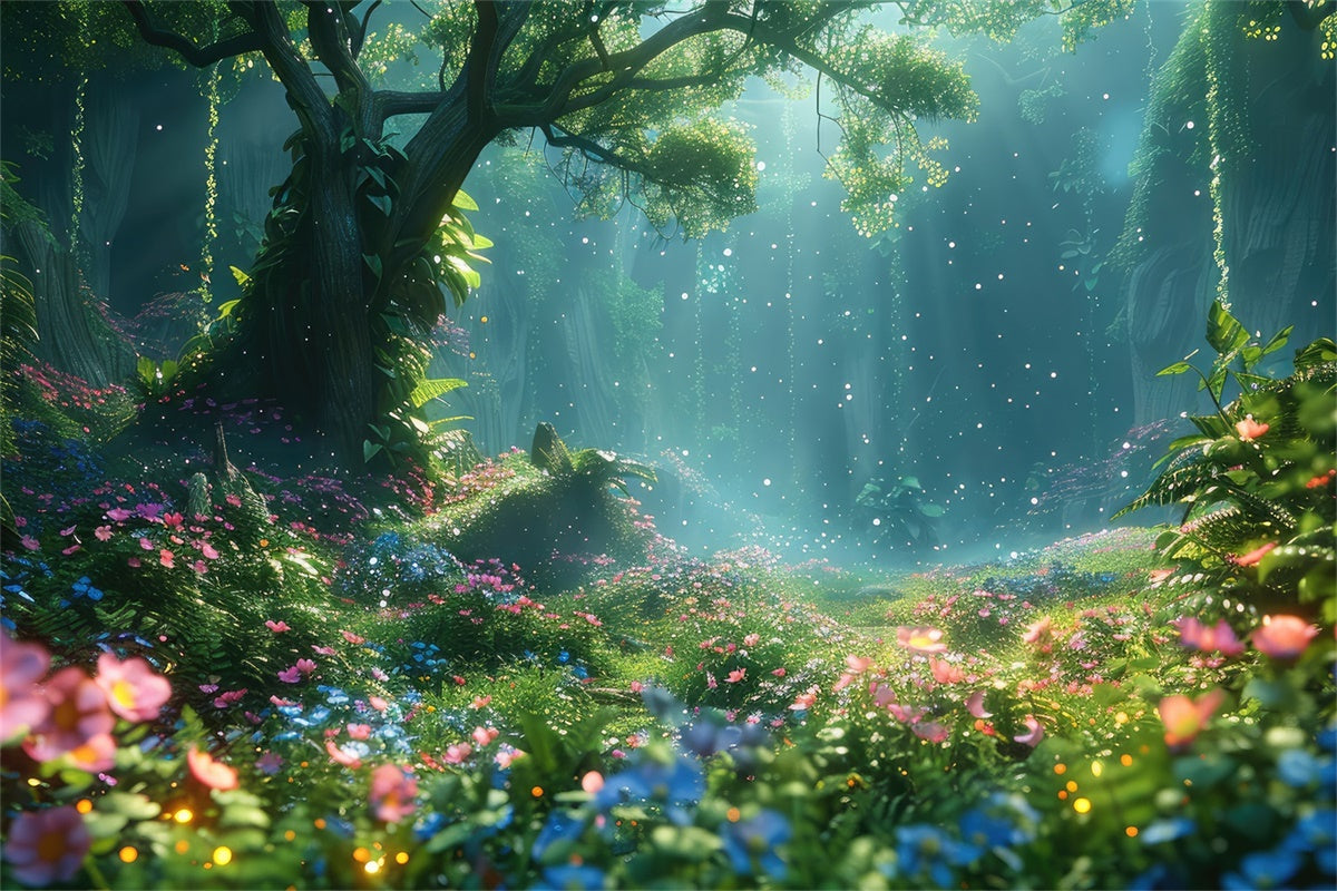 Fantasy Forest Backdrop Sparkling Wildflower Dreamy Backdrop CJJ2-35