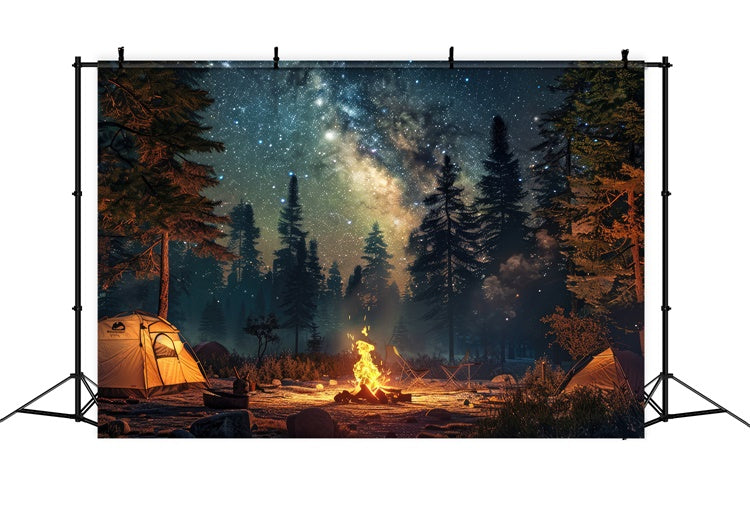Backdrop Forest Starlit Campfire Night Forest Backdrop CJJ2-39