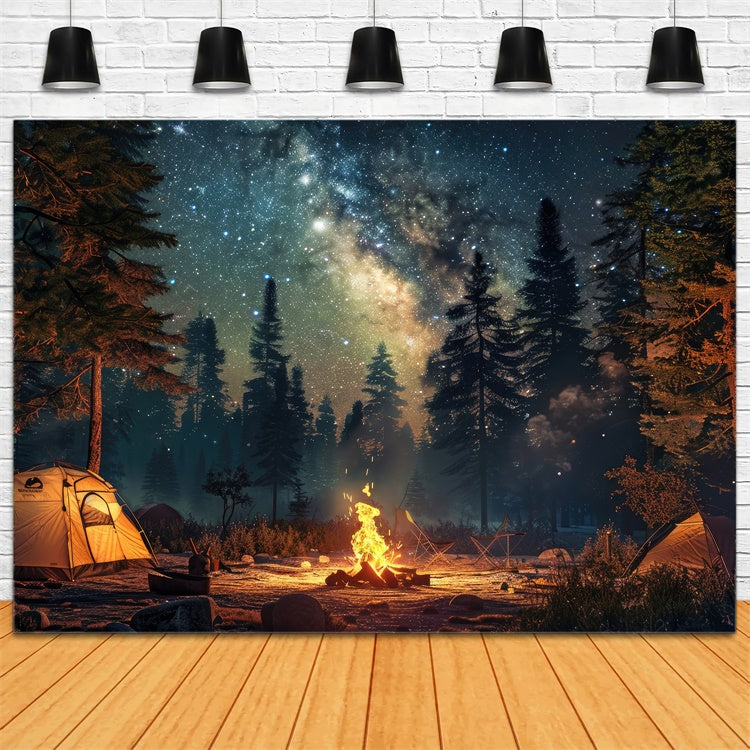 Backdrop Forest Starlit Campfire Night Forest Backdrop CJJ2-39