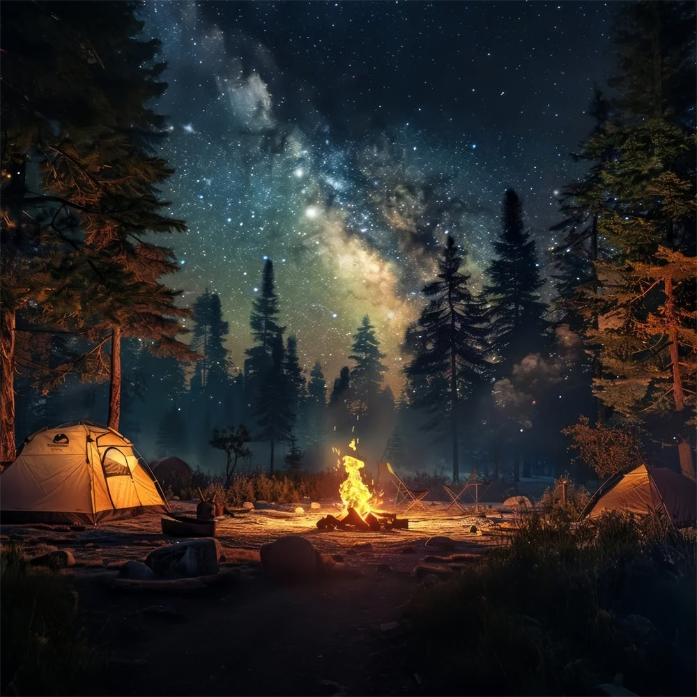 Backdrop Forest Starlit Campfire Night Forest Backdrop CJJ2-39