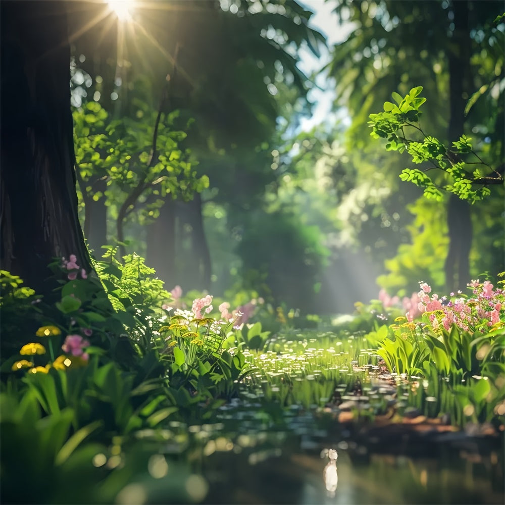 Forest Backdrop Photography Golden Sunbeam Wildflower Backdrop CJJ2-40