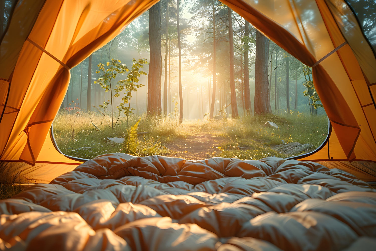 Forest Photo Backdrop Morning Misty Forest Camping Backdrop CJJ2-41