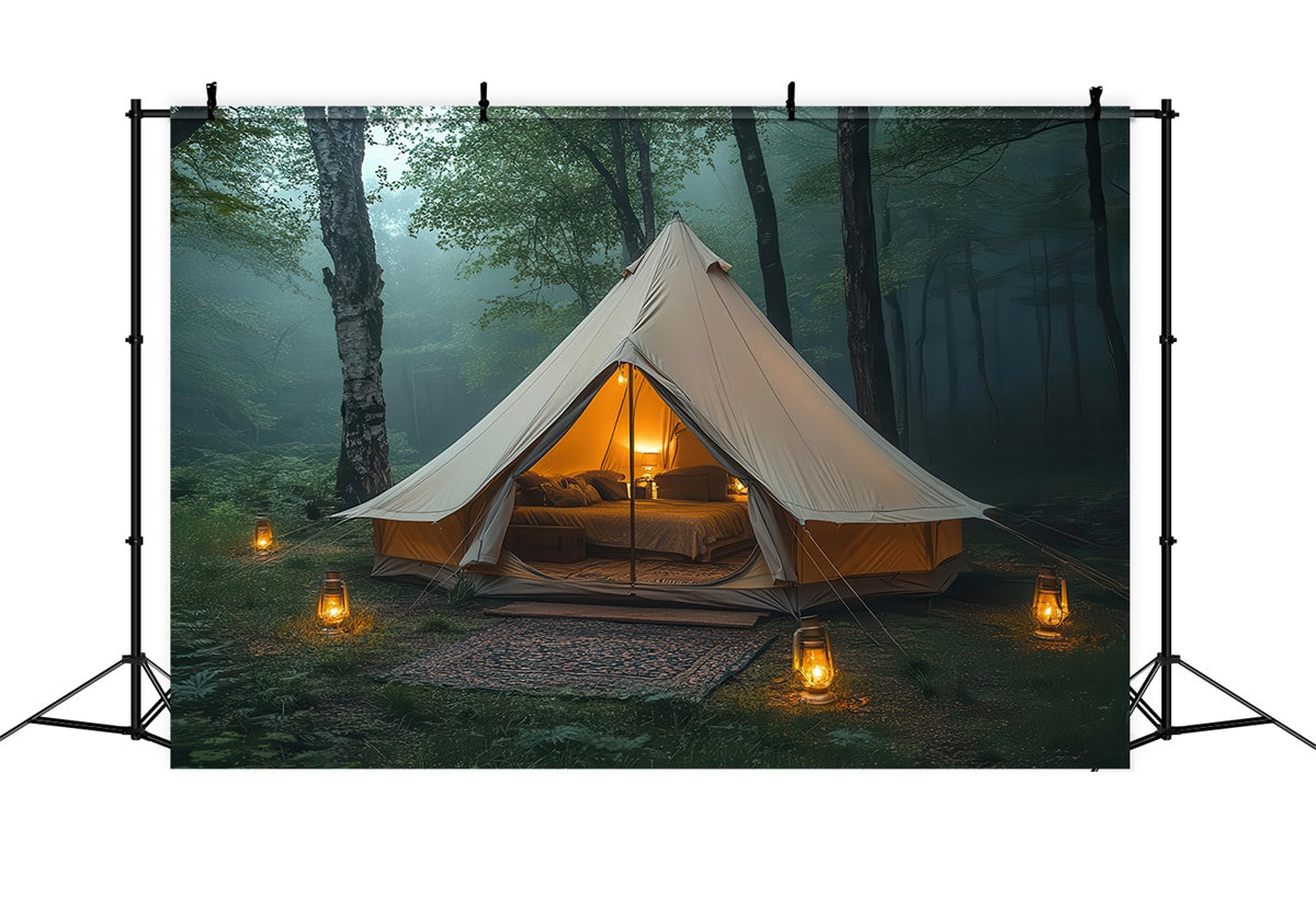Forest Photography Backdrop Warm Light Cozy Camp Tent Backdrop CJJ2-49