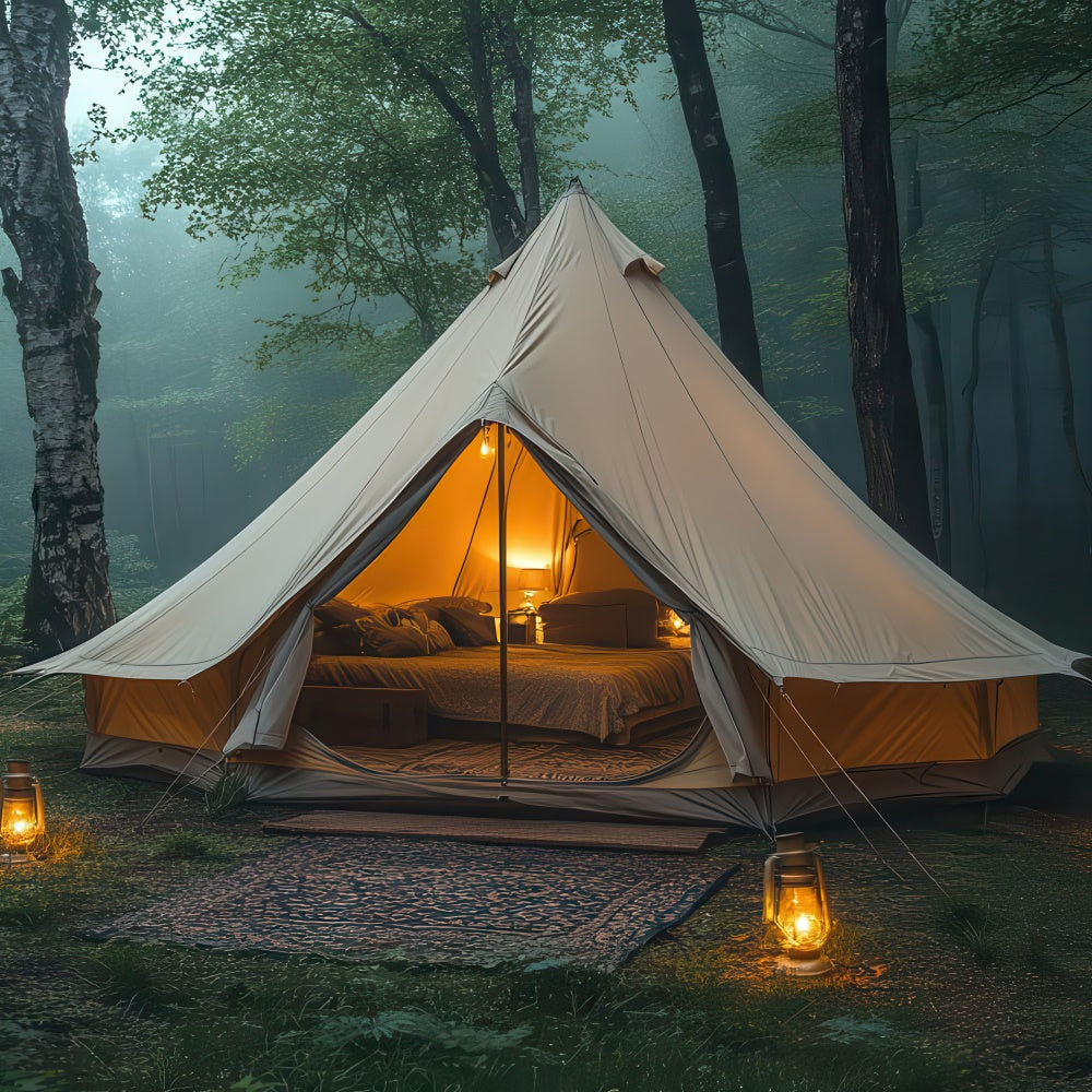 Forest Photography Backdrop Warm Light Cozy Camp Tent Backdrop CJJ2-49