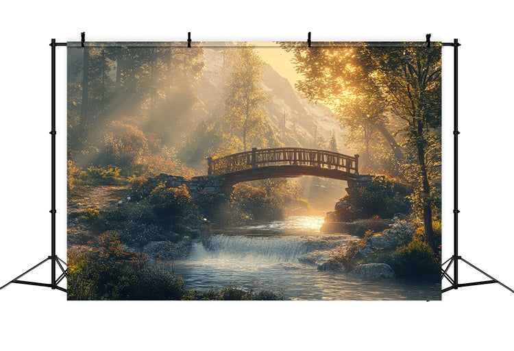 Woodland Photo Backdrop Rustic Woodland Creek Bridge Backdrop CJJ2-54