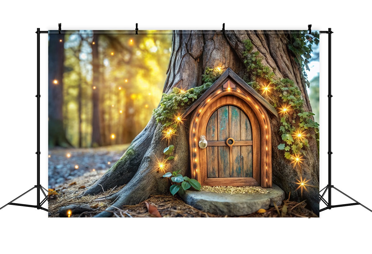 Fairy Tale Forest Backdrop Mystical Fairy Tree Door Backdrop CJJ2-55