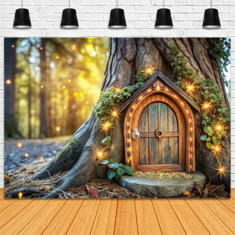 Fairy Tale Forest Backdrop Mystical Fairy Tree Door Backdrop CJJ2-55