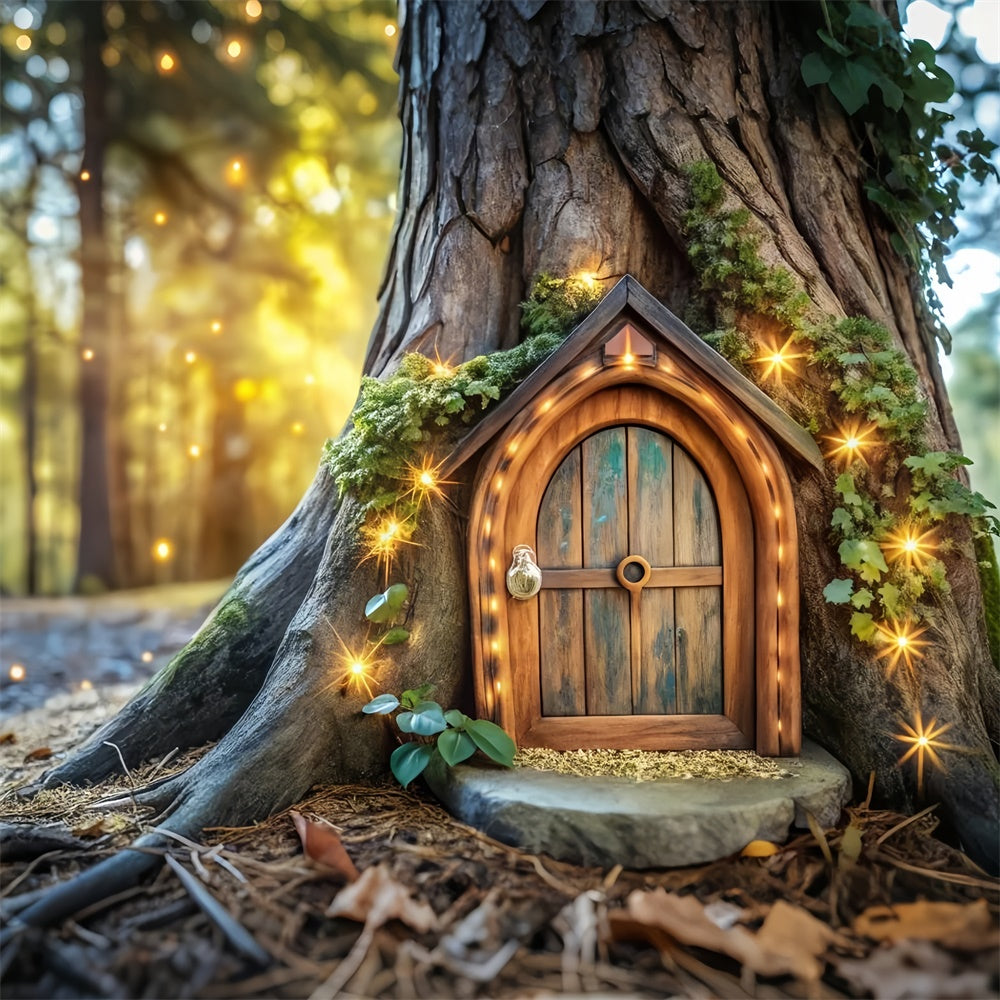 Fairy Tale Forest Backdrop Mystical Fairy Tree Door Backdrop CJJ2-55