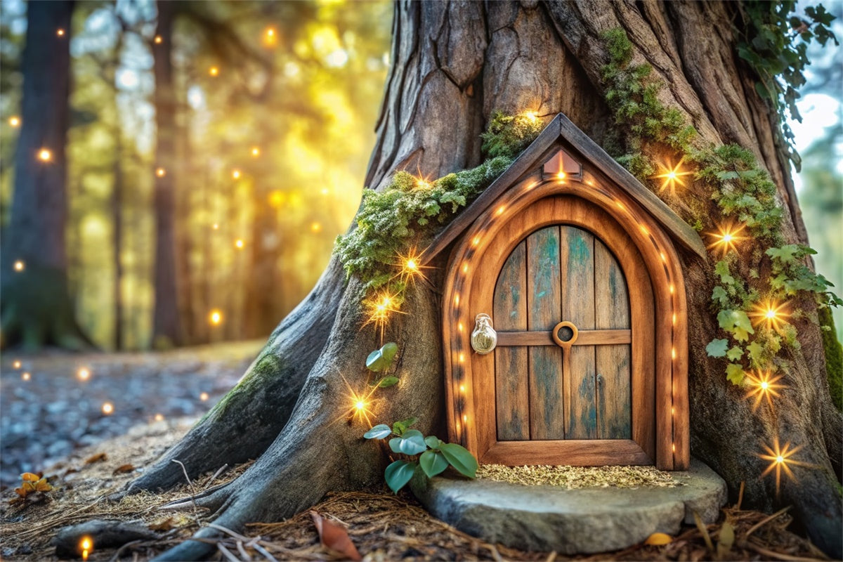 Fairy Tale Forest Backdrop Mystical Fairy Tree Door Backdrop CJJ2-55