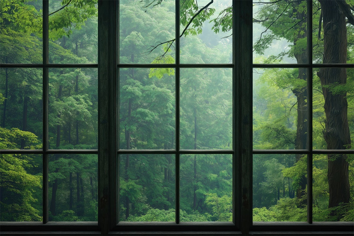 Forest Backdrop Photography Serene Forest View Window Backdrop CJJ2-57