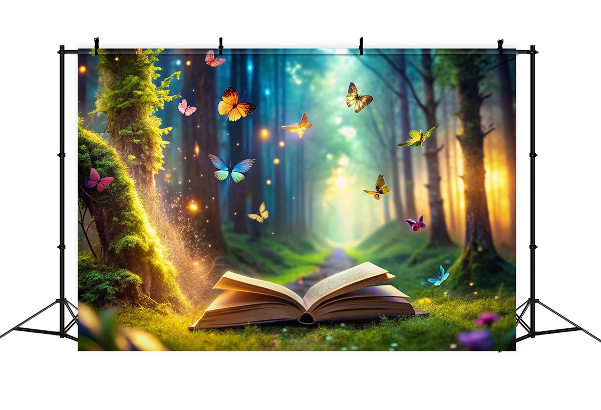Backdrop Forest Glowing Forest Butterfly Book Backdrop CJJ2-60