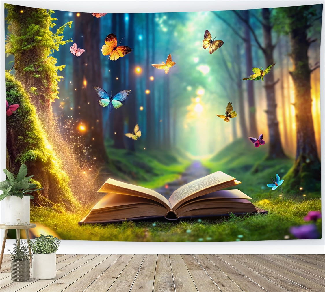 Backdrop Forest Glowing Forest Butterfly Book Backdrop CJJ2-60