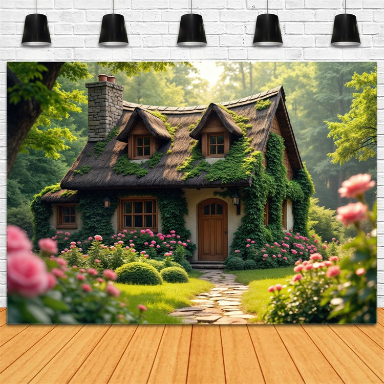 Forest Backdrops For Photography Enchanted Garden Cottage Backdrop CJJ2-63