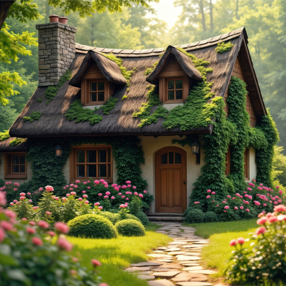 Forest Backdrops For Photography Enchanted Garden Cottage Backdrop CJJ2-63