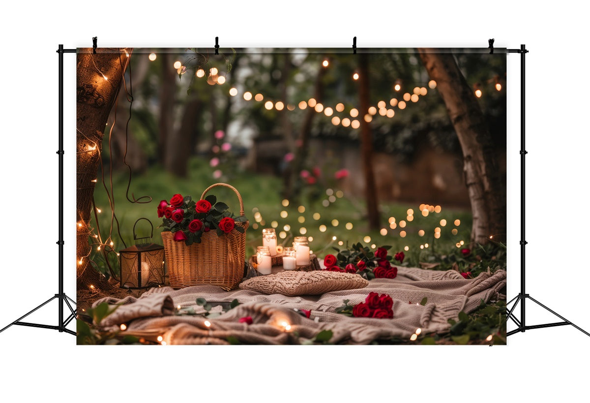 Forest Backdrops Romantic Candlelit Picnic Woods Backdrop CJJ2-66