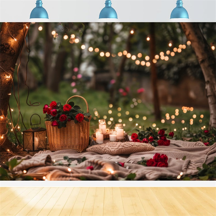 Forest Backdrops Romantic Candlelit Picnic Woods Backdrop CJJ2-66