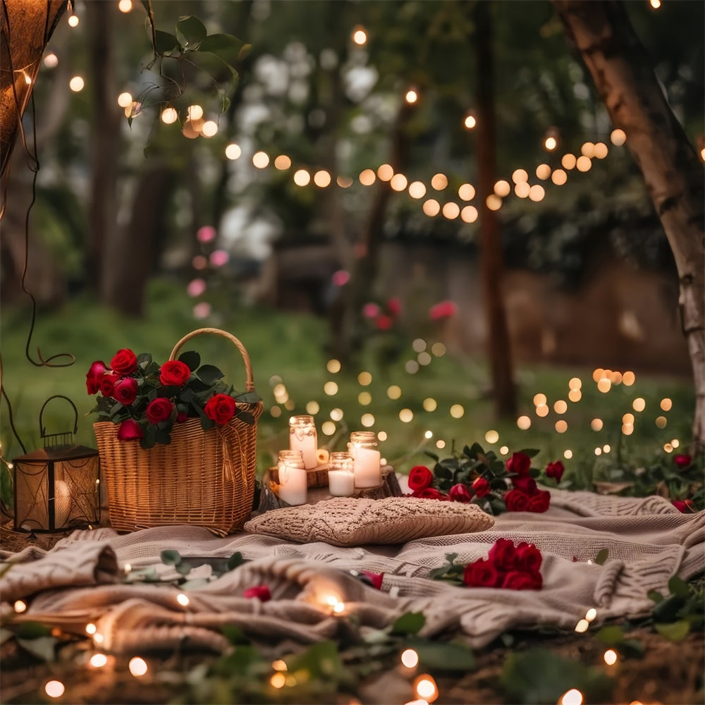 Forest Backdrops Romantic Candlelit Picnic Woods Backdrop CJJ2-66
