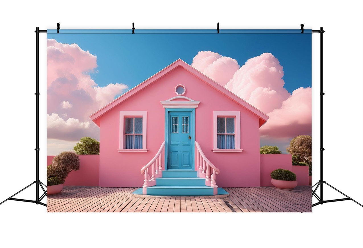 Fashion Doll Backdrop Dreamhouse Backdrop Fairy Tale Blue Door Backdrop CJJ2-97