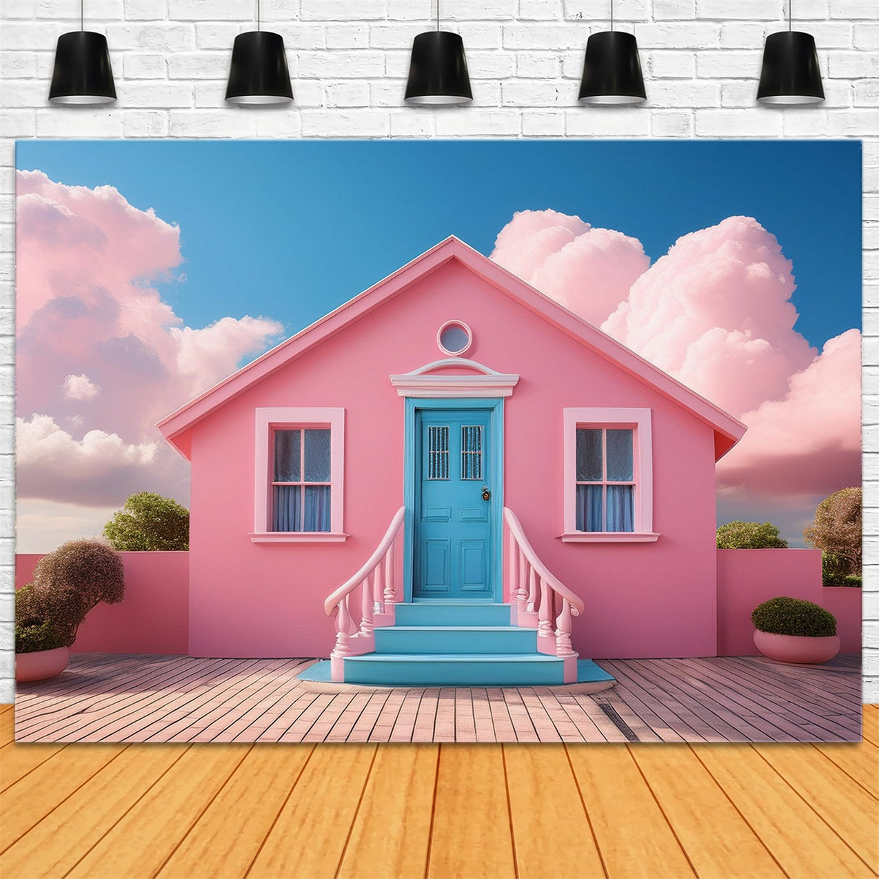Fashion Doll Backdrop Dreamhouse Backdrop Fairy Tale Blue Door Backdrop CJJ2-97