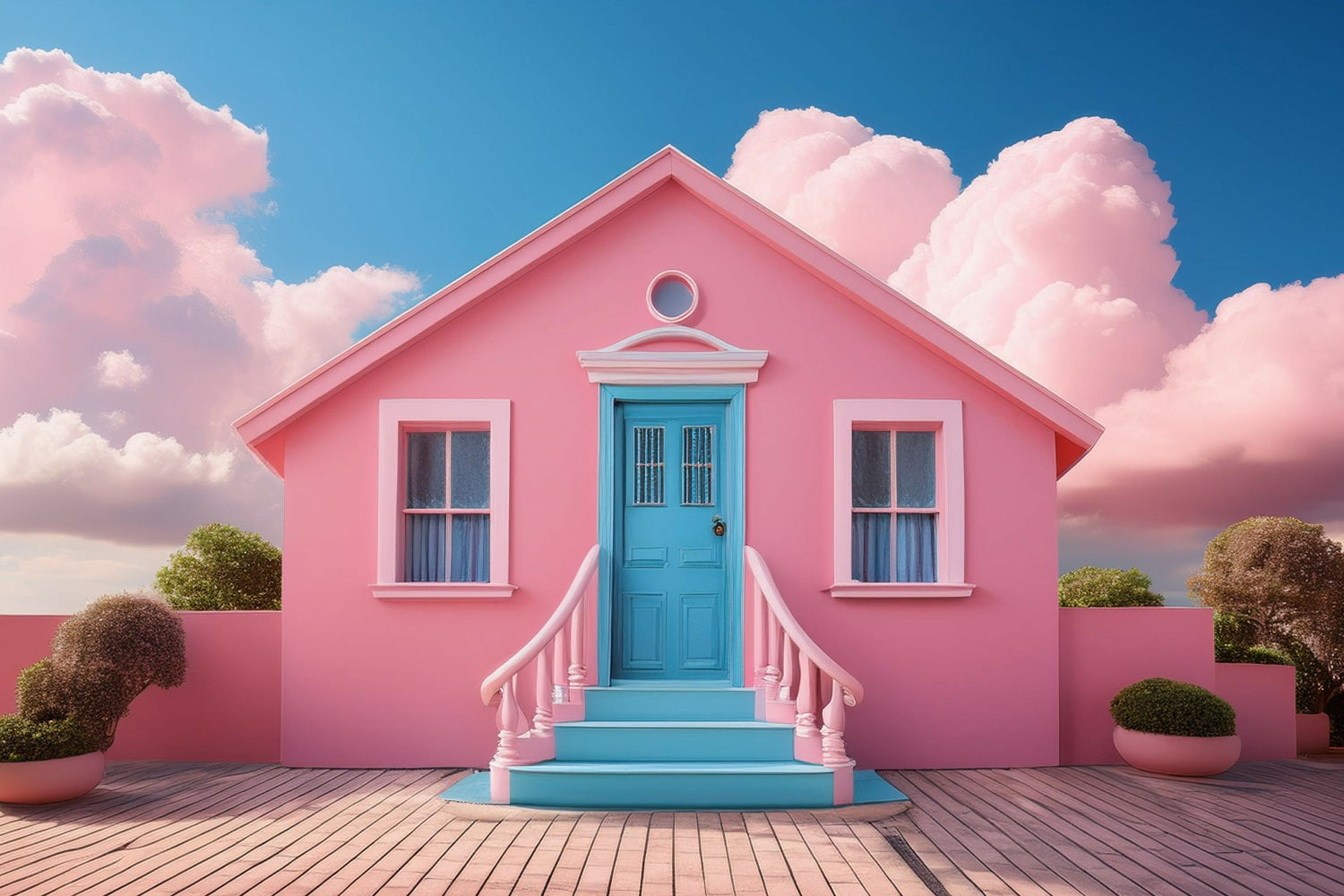 Fashion Doll Backdrop Dreamhouse Backdrop Fairy Tale Blue Door Backdrop CJJ2-97