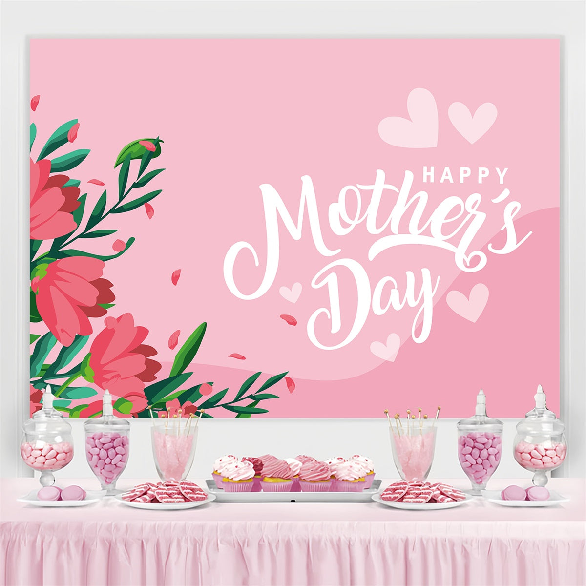 Mothers Day Photo Backdrop Dreamy Pastel Flower Custom Backdrop CJJ3-101