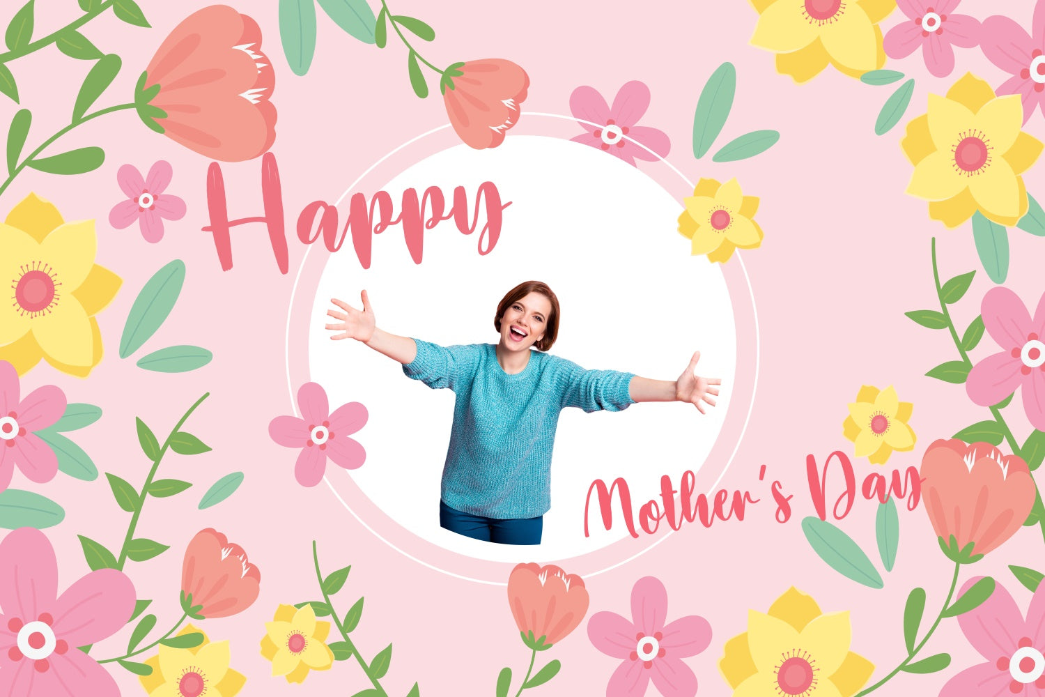 Backdrops For Mother's Day Sweet Floral Pink Custom Backdrop CJJ3-103