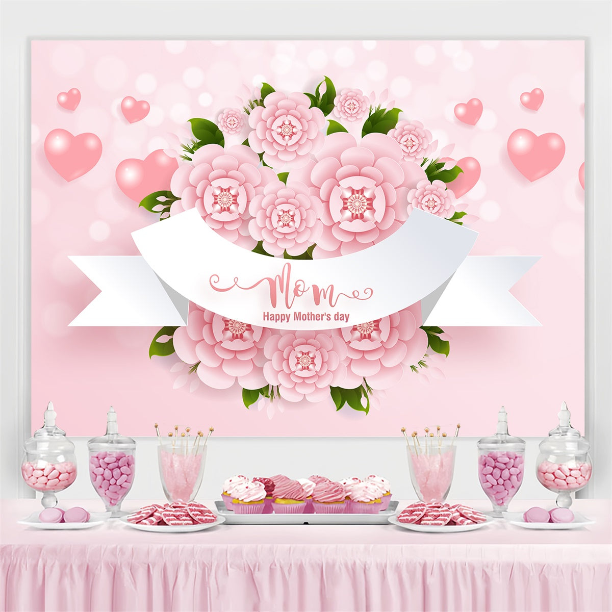 Mothers Day Photo Backdrop Blooming Roses Elegant Custom Backdrop CJJ3-106