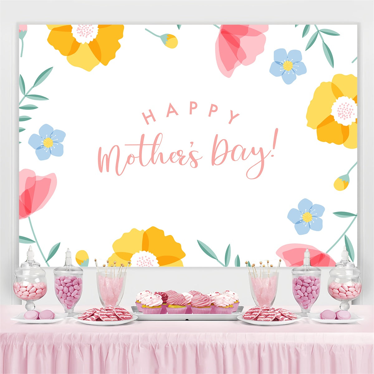 Mothers Day Photo Backdrop Soft Watercolor Flower Custom Backdrop CJJ3-108