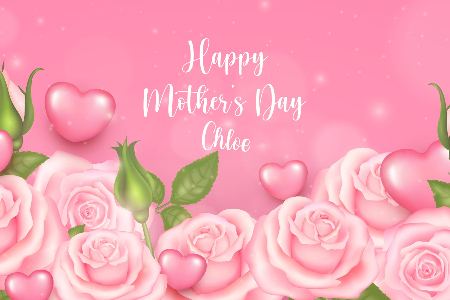 Happy Mother's Day Backdrop Warm Heart Pink Rose Custom Backdrop CJJ3-113