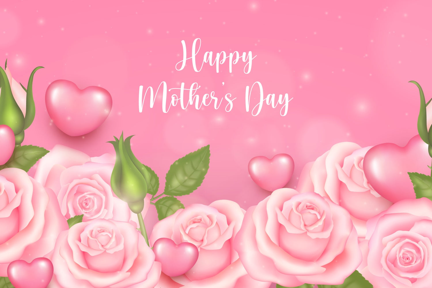 Happy Mother's Day Backdrop Warm Heart Pink Rose Custom Backdrop CJJ3-113