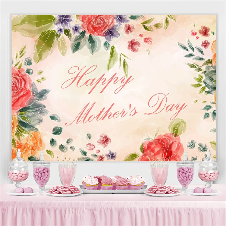 Mothers Day Photo Backdrop Rustic Watercolor Rose Custom Backdrop CJJ3-120
