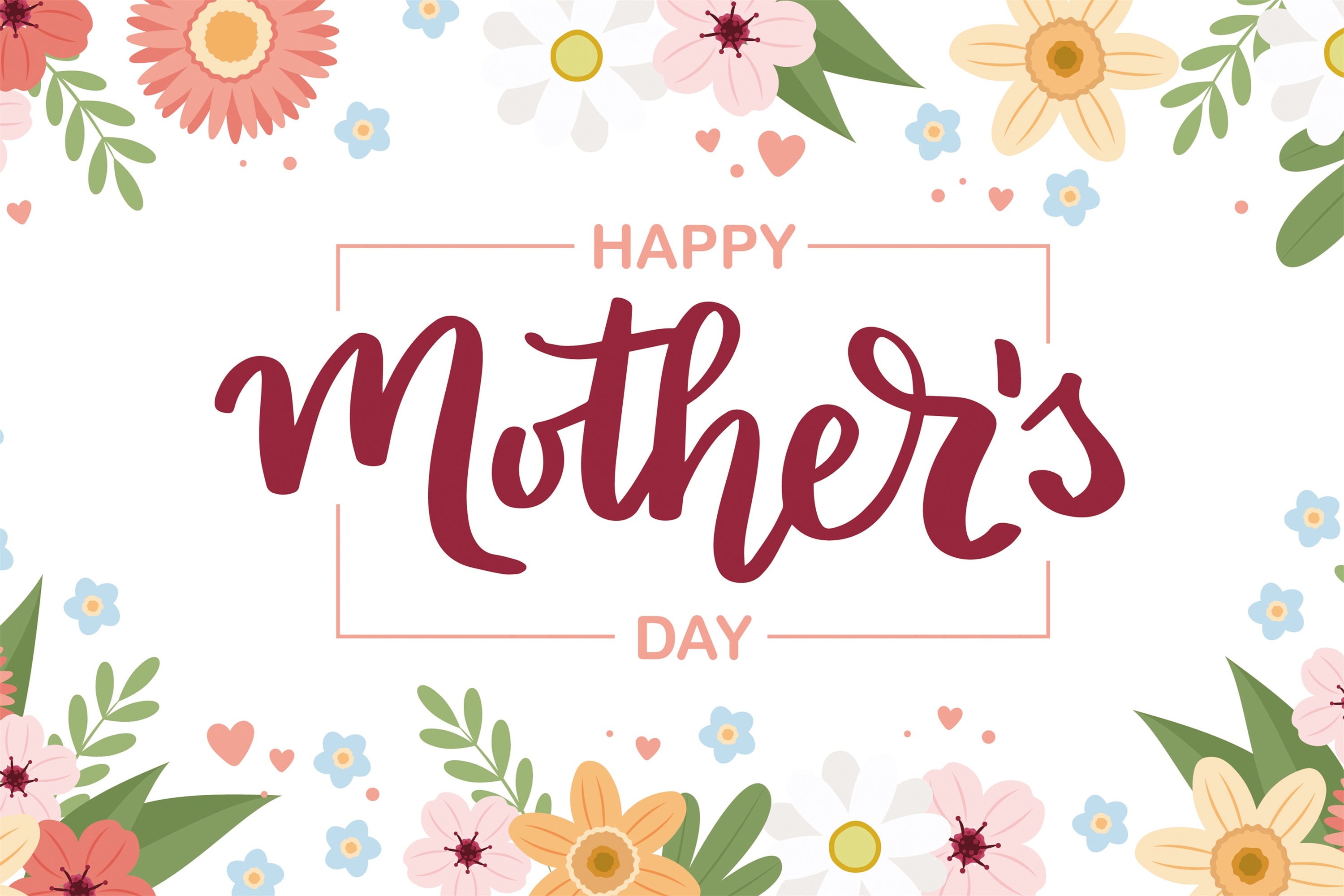 Backdrops For Mother's Day Elegant Floral Frame Custom Backdrop CJJ3-121