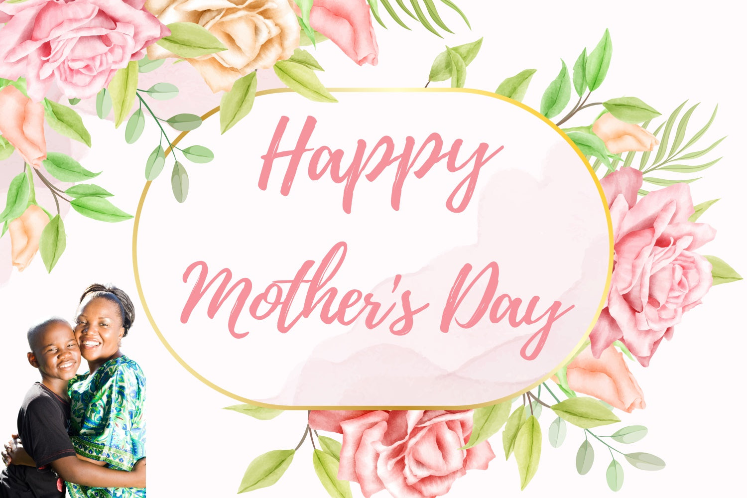 Mothers Day Backdrop Romantic Rose Gold Frame Custom Backdrop CJJ3-123