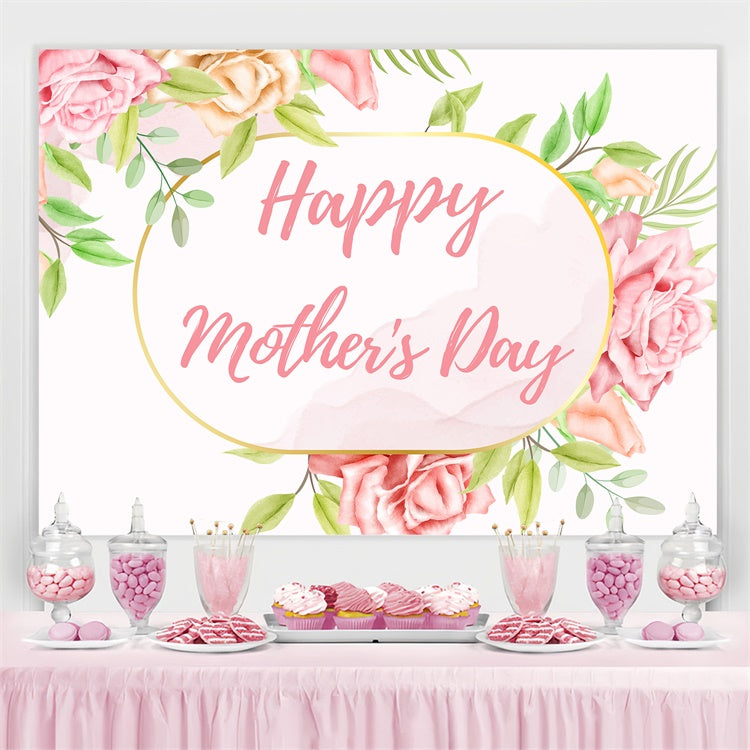 Mothers Day Backdrop Romantic Rose Gold Frame Custom Backdrop CJJ3-123